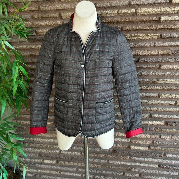 Hilary Radley for Katherine Barclay Black Plaid Reversible Puffer Jacket Size XS - Picture 7 of 7